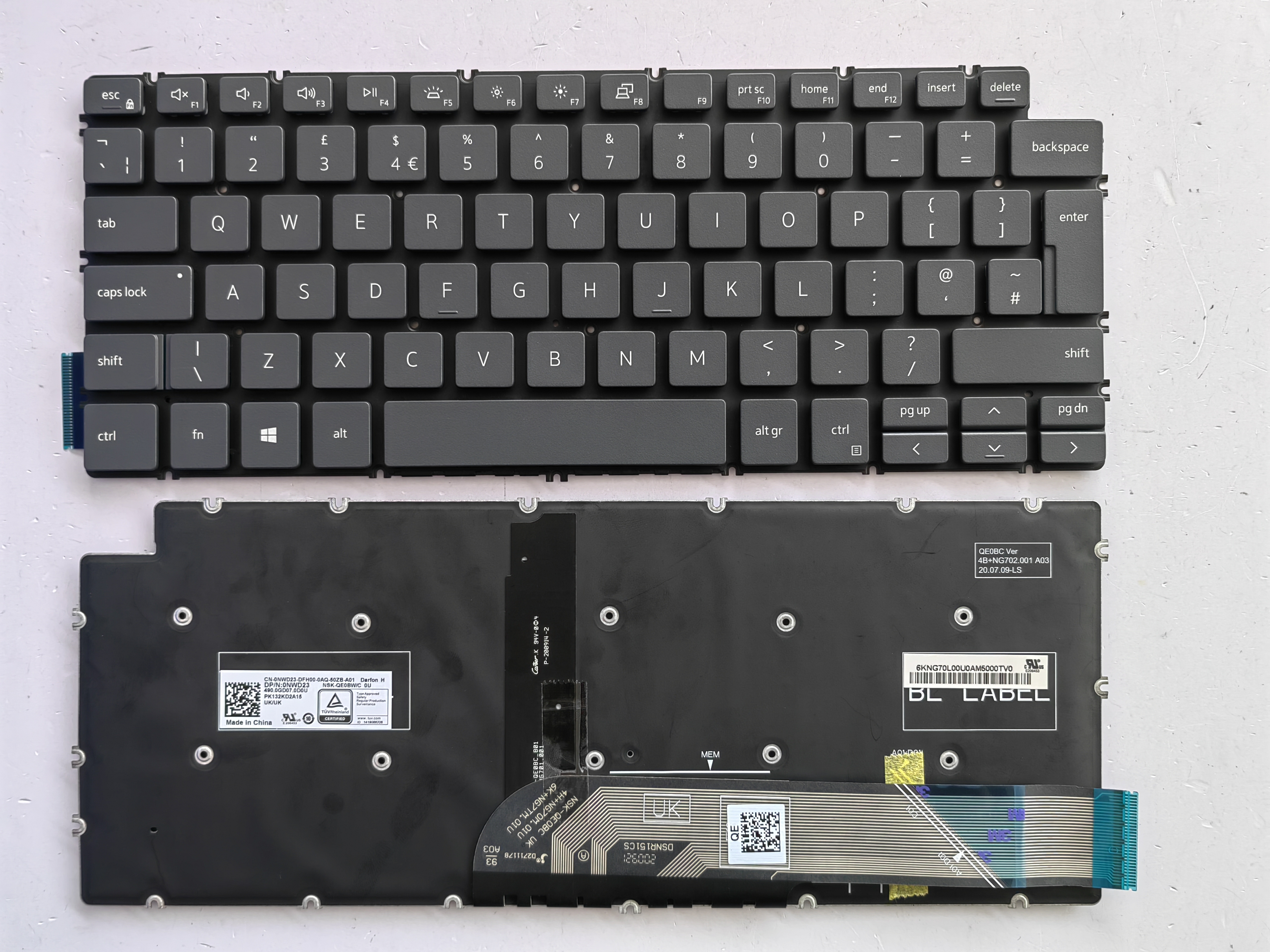 Picture of New Replacement Laptop Keyboard For DELL 5390/5391/5490/5491/7490/7491 Grey Backlit Uk Layout